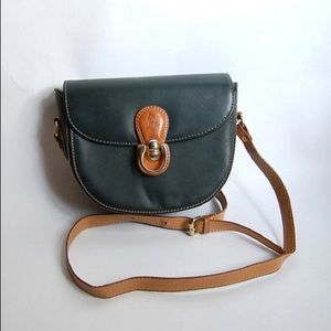 💕HP💕Vintage Green Saddle Bag with Leather Detail